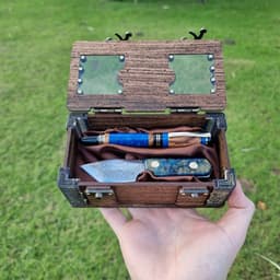 Luxury Churchill Fountain, Rollerball & Damascus Knife Set "It has a drawer!", photo 6