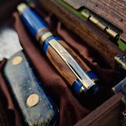 Luxury Churchill Fountain, Rollerball & Damascus Knife Set "It has a drawer!", photo 5