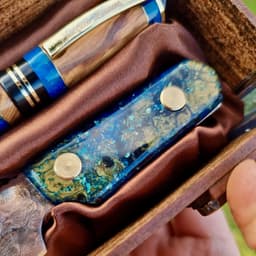 Luxury Churchill Fountain, Rollerball & Damascus Knife Set "It has a drawer!", photo 4