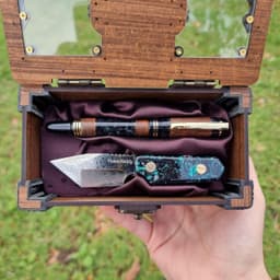Luxury Churchill Fountain, Rollerball & Damascus Knife Set "It has a drawer!", photo 11