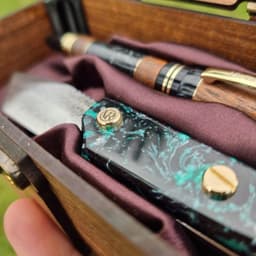 Luxury Churchill Fountain, Rollerball & Damascus Knife Set "It has a drawer!", photo 12