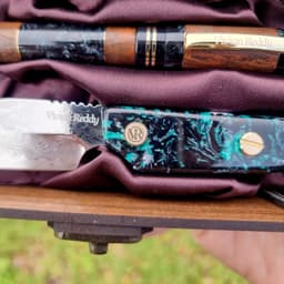 Luxury Churchill Fountain, Rollerball & Damascus Knife Set "It has a drawer!", photo 2