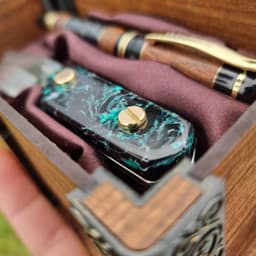 Luxury Churchill Fountain, Rollerball & Damascus Knife Set "It has a drawer!", photo 10