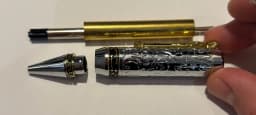 Chrome finish components with gold accents