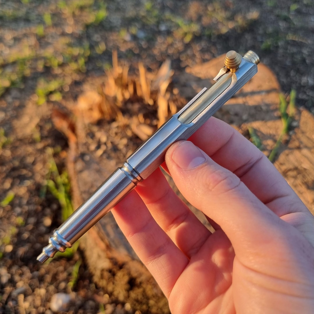 Stainless Steel & Brass Bolt Action Pen & Pencil