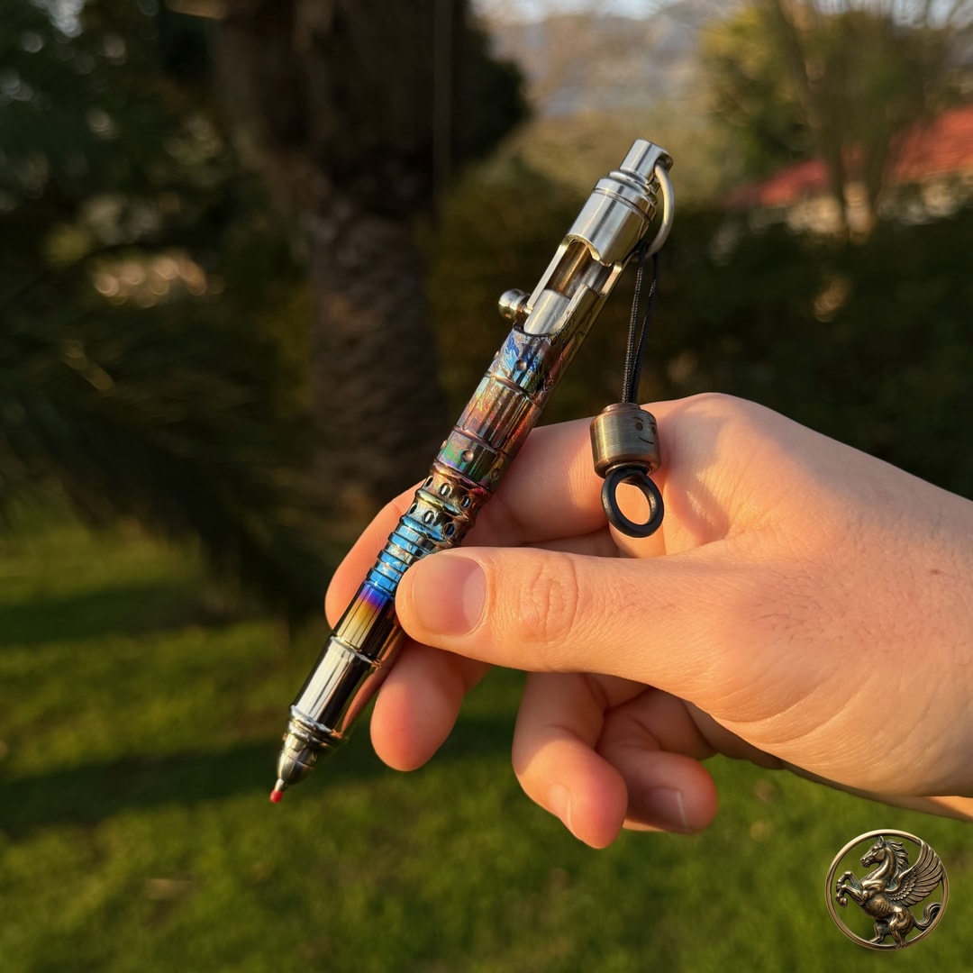 Titanium Bolt Action Pen / Pencil & Brass Lego Head, photo 2
